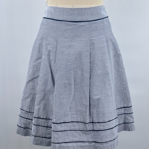 SOUP tag mini pleated skirt seersucker blue white 8